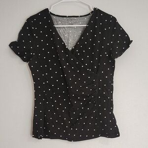 Talbots Black and White Polka Dot Blouse